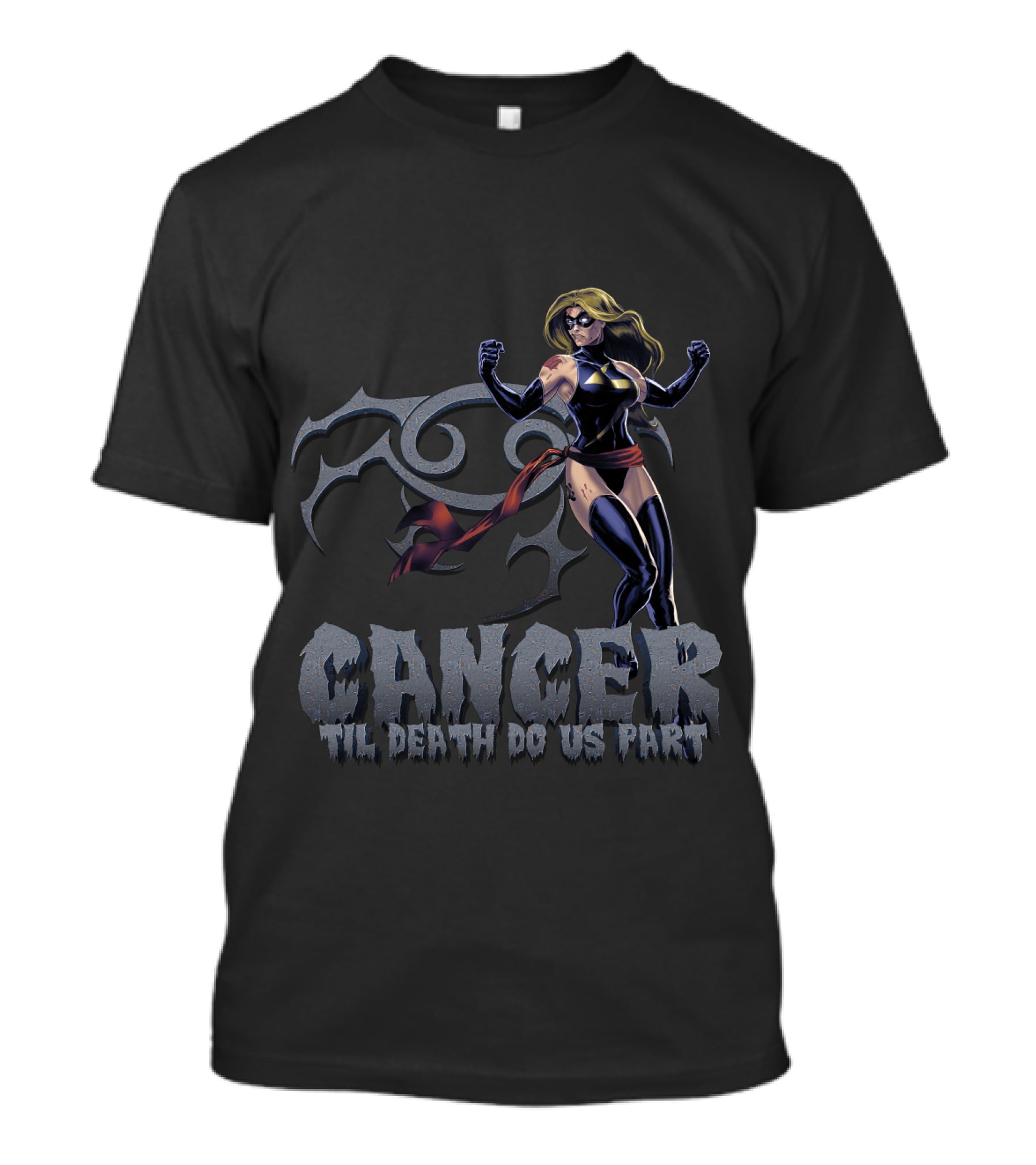 Cancer Til Death Do Us Part Captain Marvel Inspired Marvel Fans T-Shirt