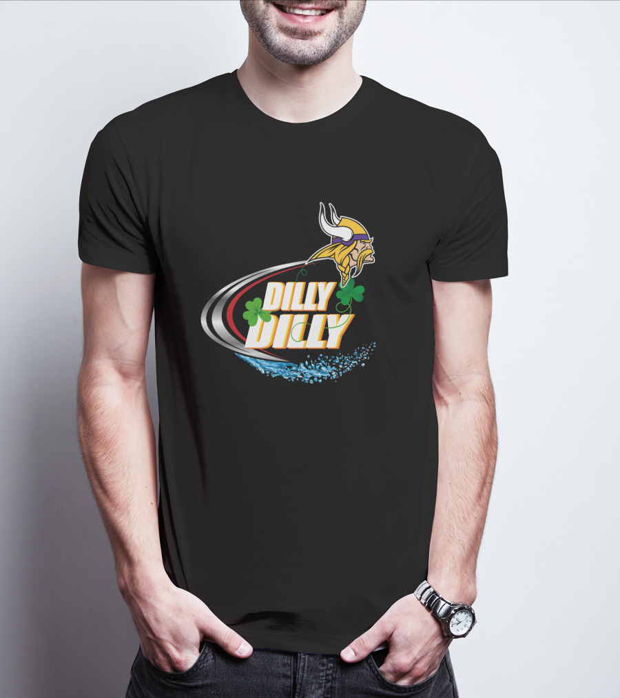 Dilly Dilly Minnesota Vikings Logo With Shamrocks And Water Splash T-Shirt