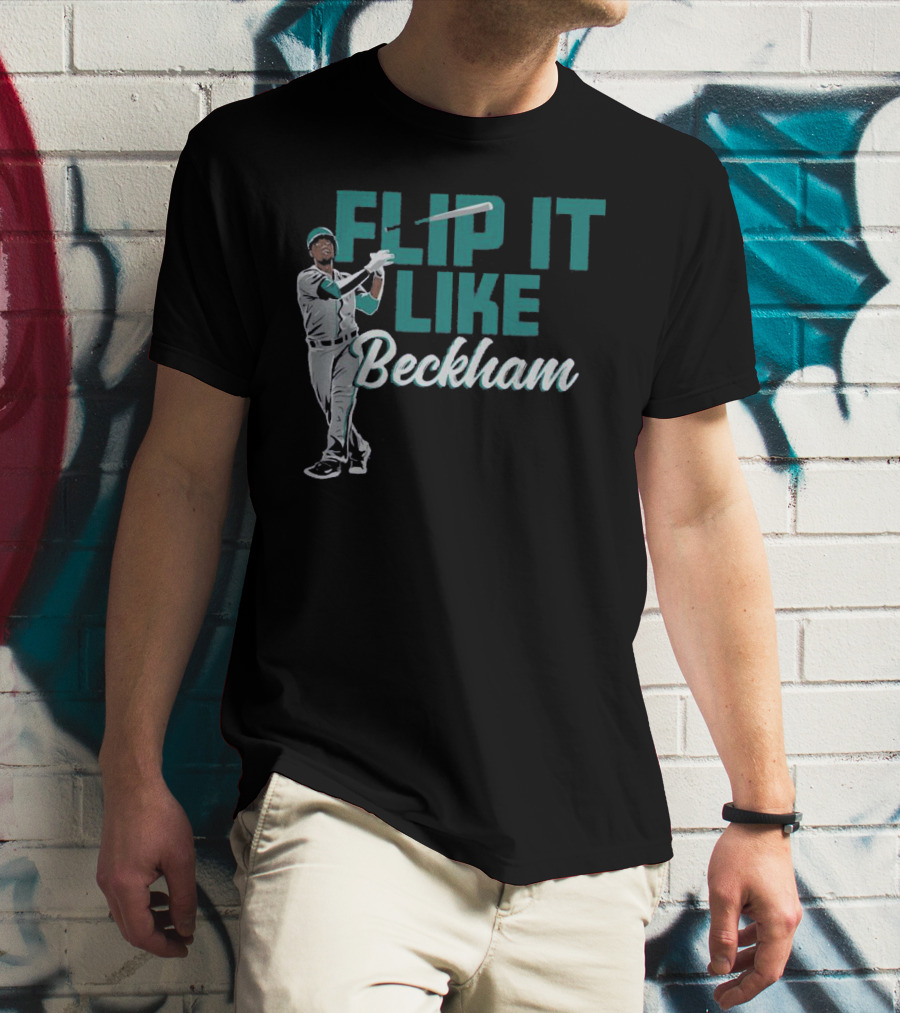 Baseball Bat Flip It Like Beckham Seattle Mariners Fans T-Shirt