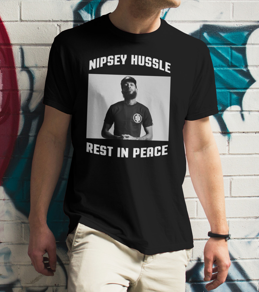 Nipsey Hussle Rest In Peace Memorial Tribute With Iconic Cap T-Shirt
