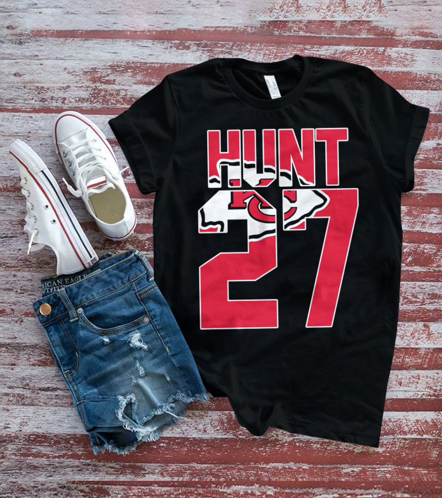 Hunt 27 Kansas City Chiefs Logo Kareem Hunt Game Jersey T-Shirt