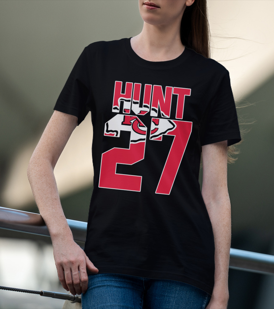 Hunt 27 Kansas City Chiefs Logo Kareem Hunt Game Jersey T-Shirt