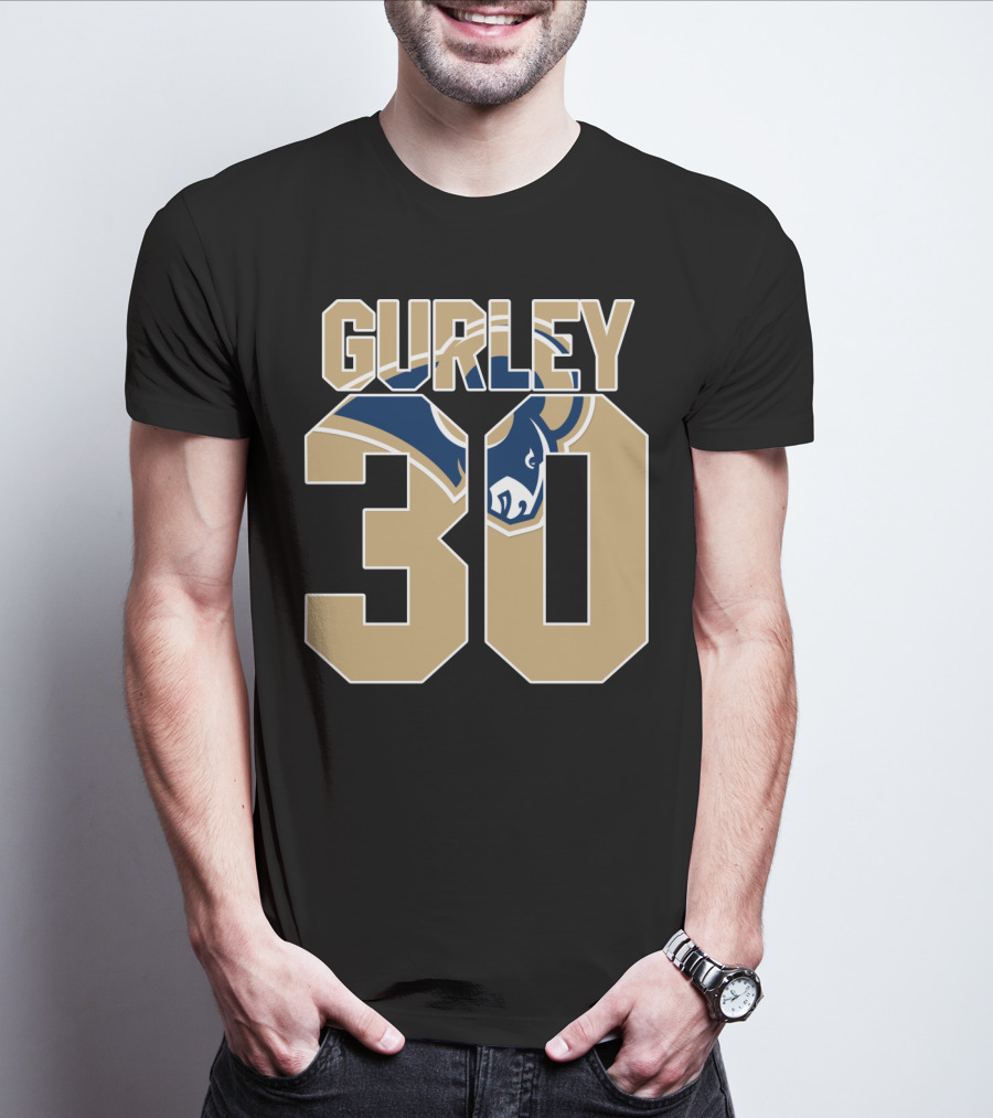 Gurley 30 Los Angeles Rams Logo Jersey T-Shirt
