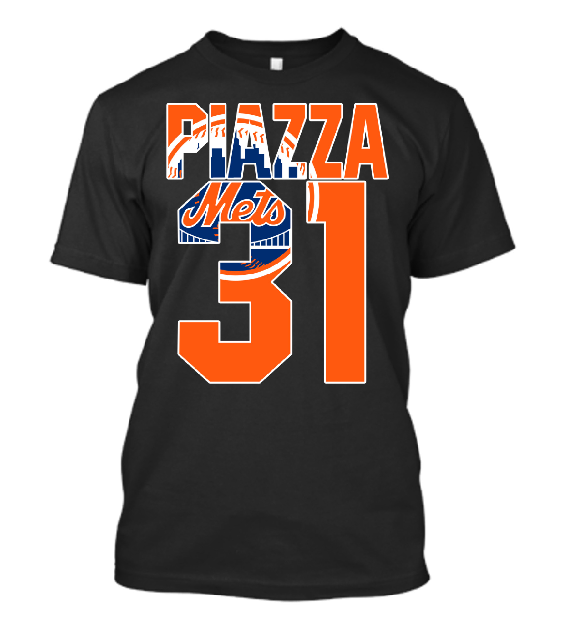 Piazza 31 New York Mets Retro Logo Baseball Memorabilia T-Shirt