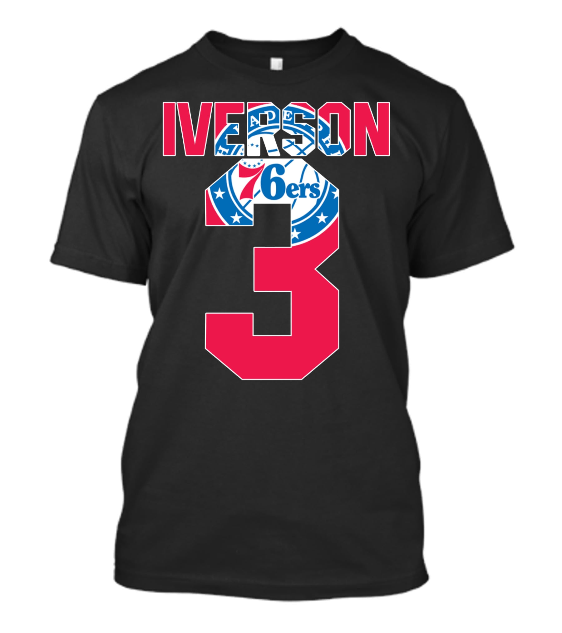 Philadelphia 76ers Allen Iverson 3 Logo Nba T-Shirt
