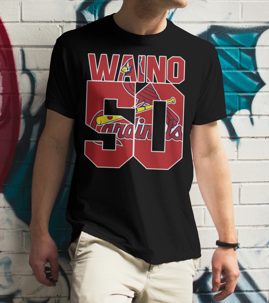 Waino 50 St. Louis Cardinals Iconic Logo Adam Wainwright T-Shirt