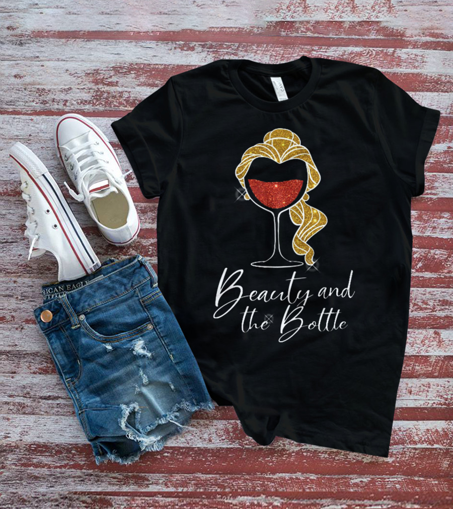 Beauty And The Bottle Sparkling Wine Lover's Glam T-Shirt