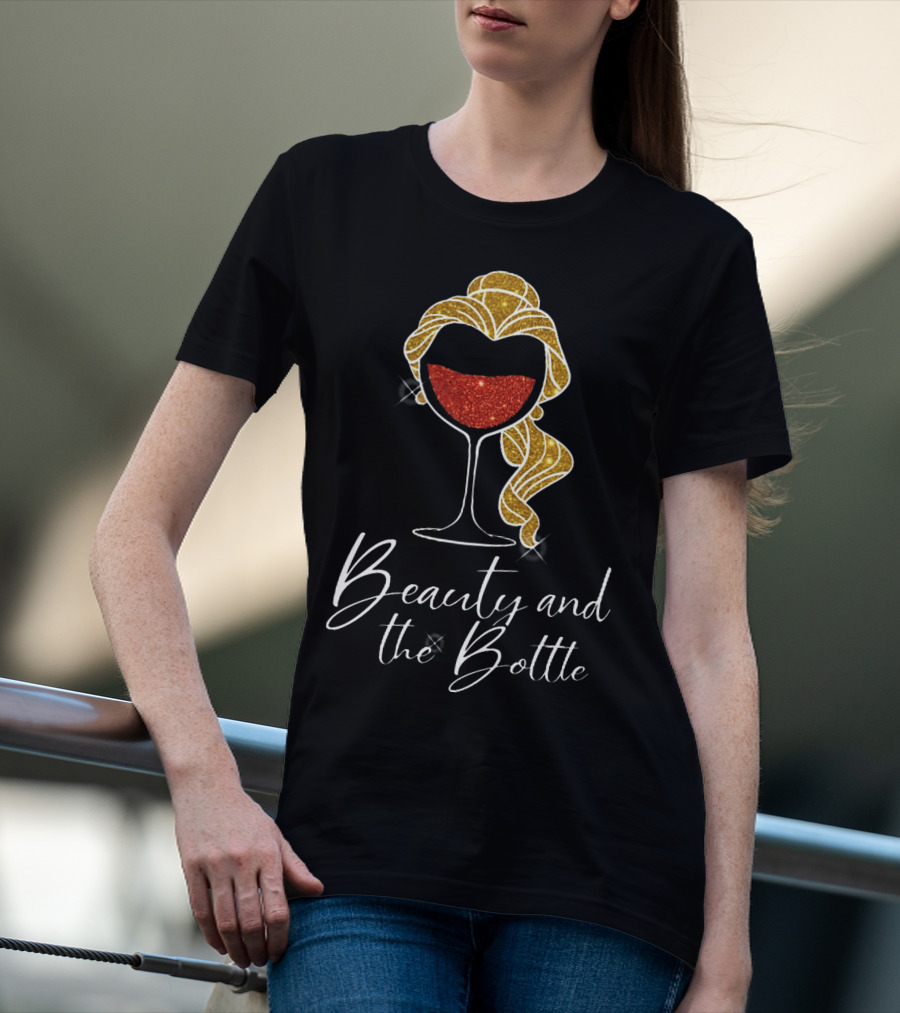 Beauty And The Bottle Sparkling Wine Lover's Glam T-Shirt