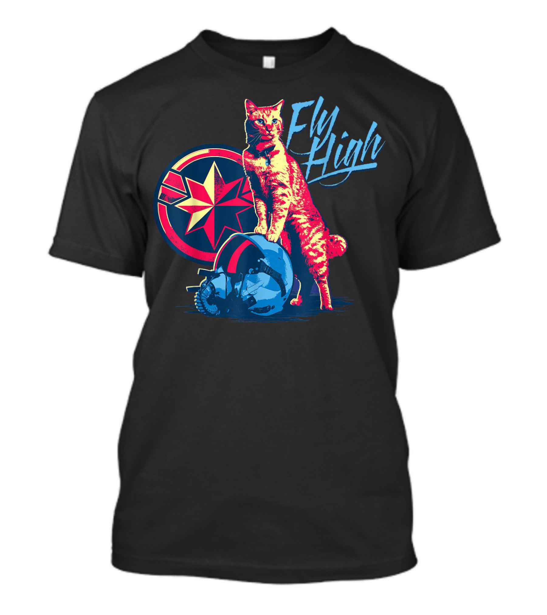 Captain Marvel Goose Fly High Star Emblem Pilot Helmet T-Shirt