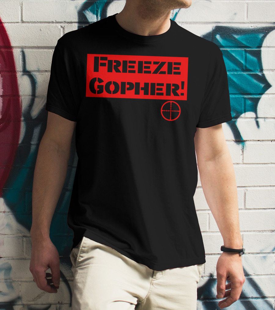 Freeze Gopher Red Stencil With Crosshair Target T-Shirt