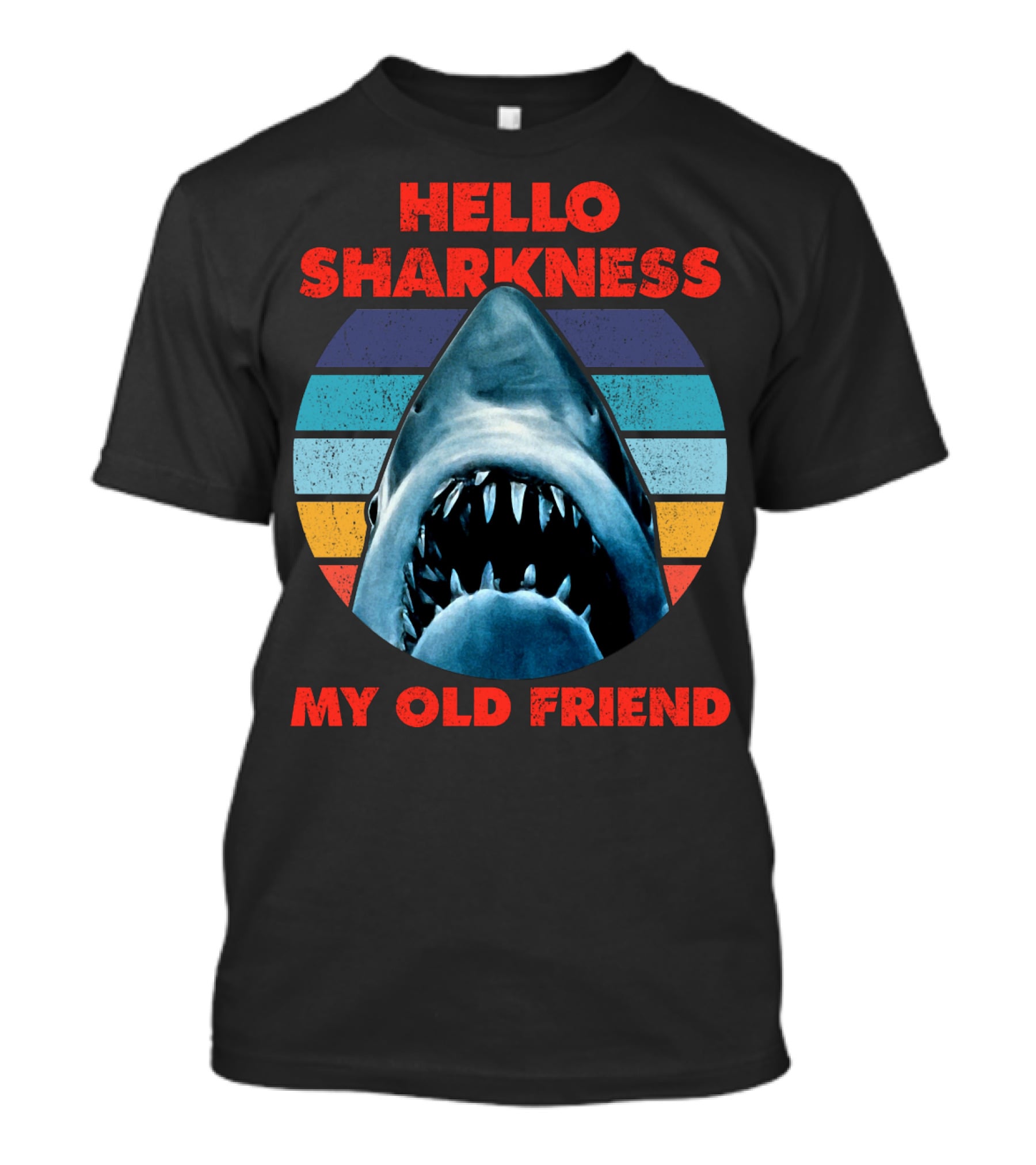 Hello Sharkness My Old Friend Retro Shark With Stripes T-Shirt