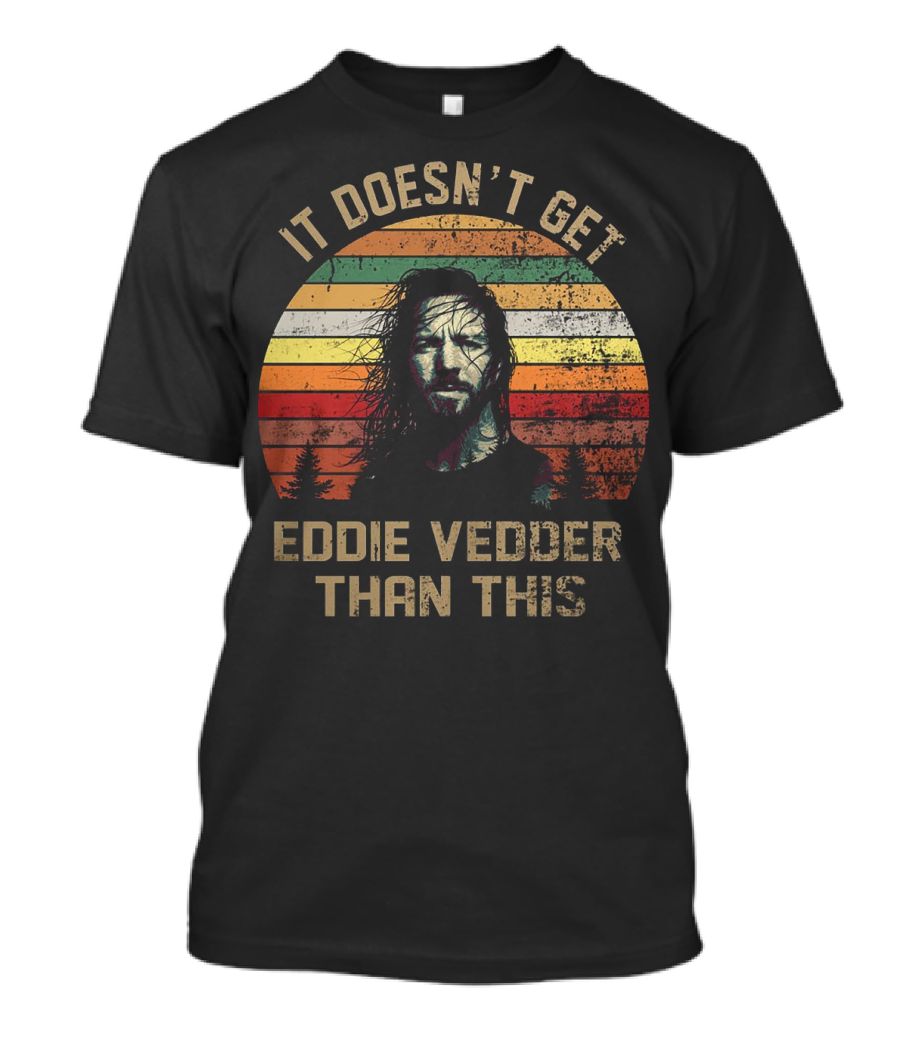 It Doesn't Get Eddie Vedder Than This Vintage Striped Sunset Forest T-Shirt