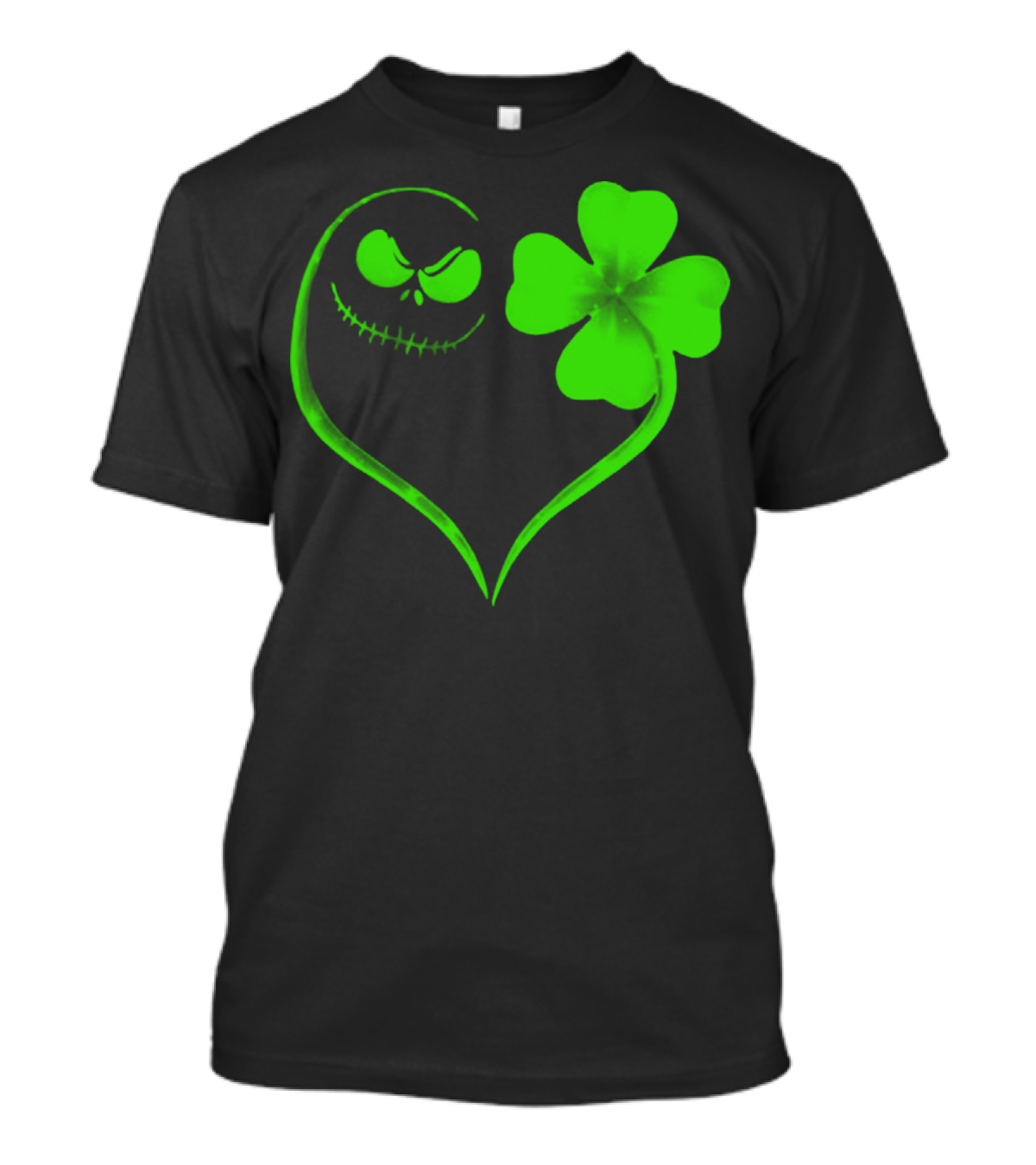Jack Skellington Heart With Shamrock For St. Patrick's Day T-Shirt