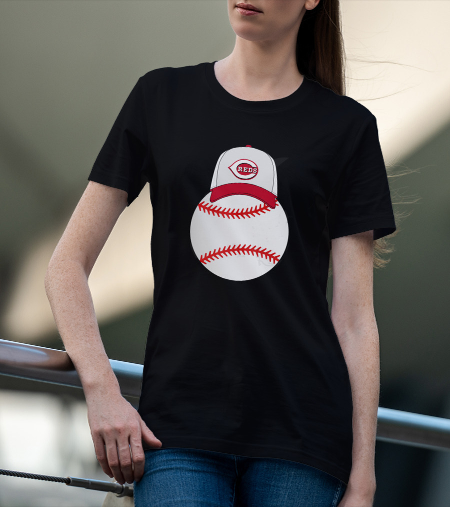 Cincinnati Reds Baseball With Mickey Mouse Ear T-Shirt