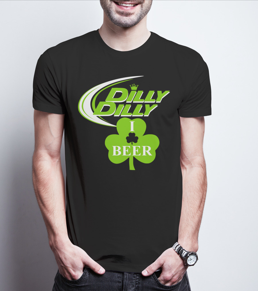 Dilly Dilly I Shamrock Beer Green Clover With Crown T-Shirt