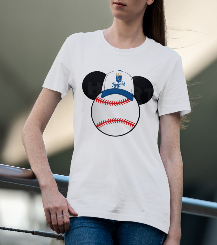 Kansas City Royals Baseball Cap Mickey Ears Heart T-Shirt