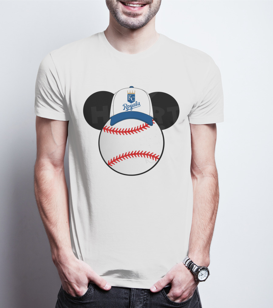 Kansas City Royals Baseball Cap Mickey Ears Heart T-Shirt