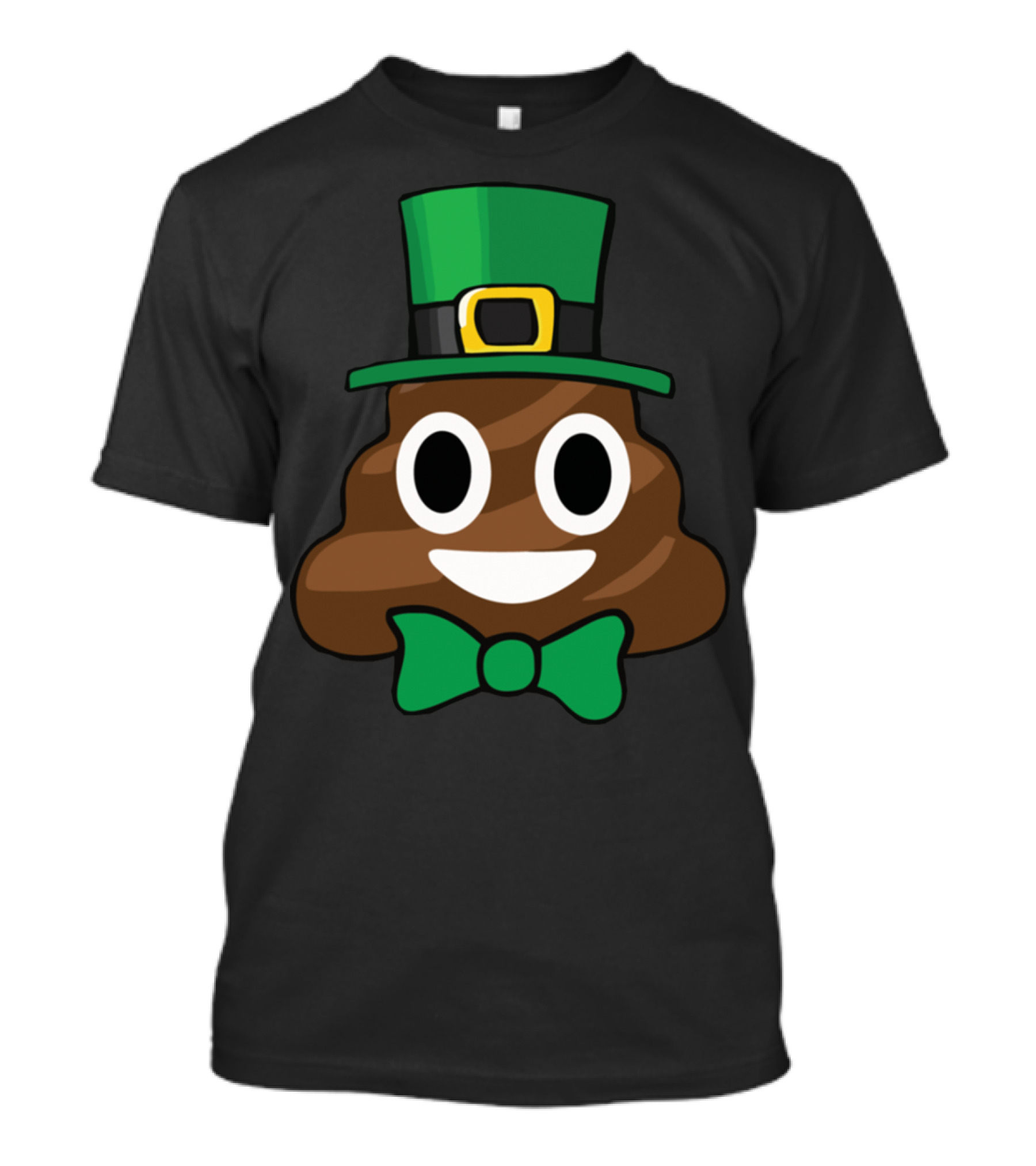 Leprechaun Poop Emoji With Green Bow Tie Funny St Patricks Day T-Shirt
