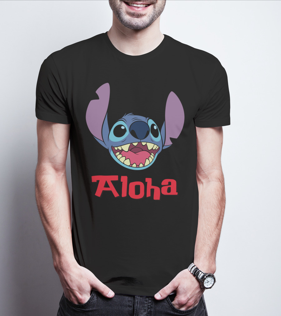 Lilo And Stitch Aloha Stitch Iconic Blue Character Smile T-Shirt