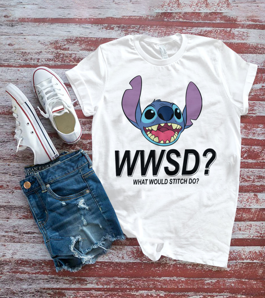 Lilo And Stitch WWSD What Would Stitch Do Cute Alien Character Face T-Shirt