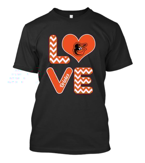 Love Orioles Heart Chevron Pattern Baseball Fans Baltimore T-Shirt