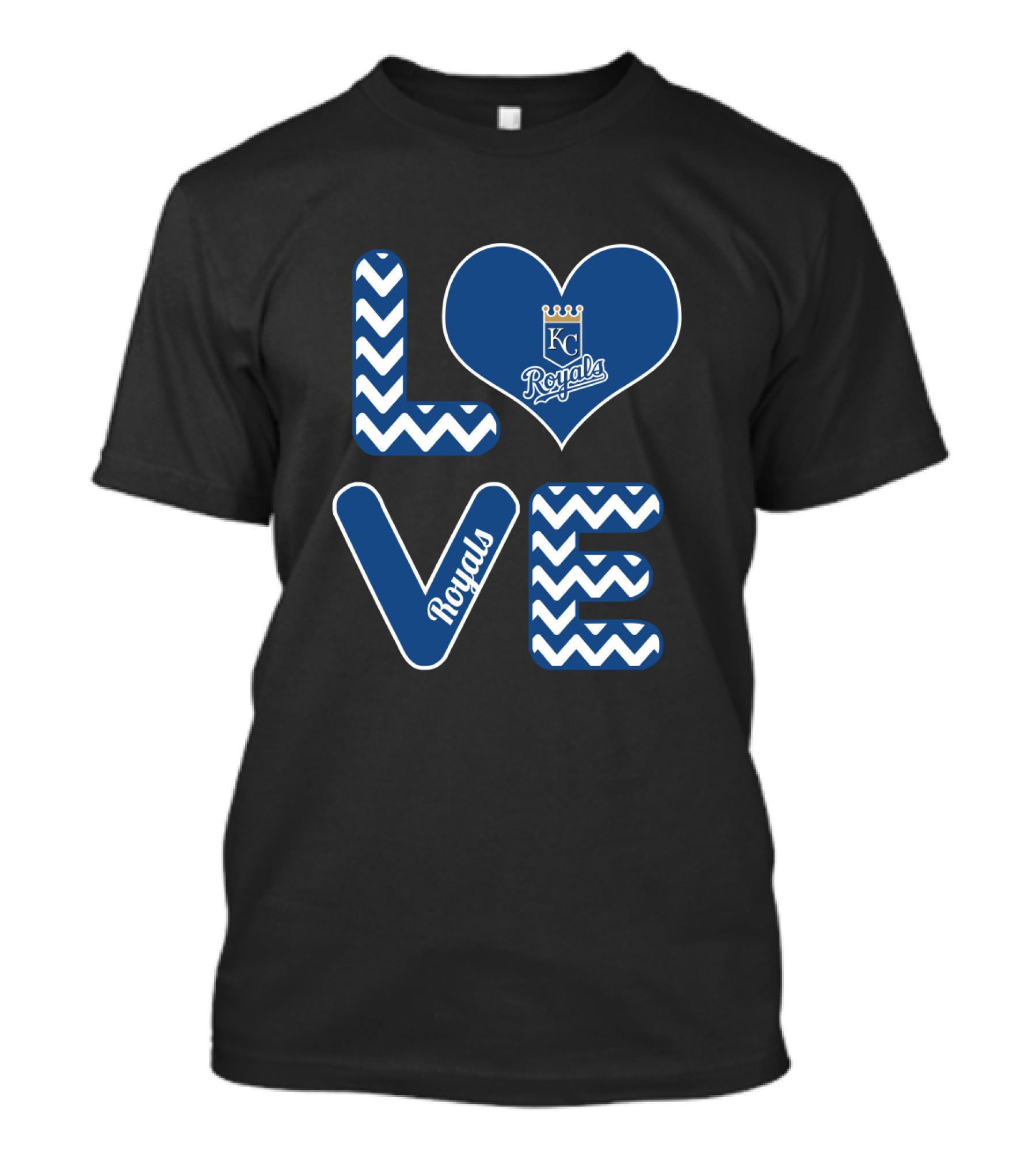 Kansas City Royals Love Heart Chevron Fans Baseball T-Shirt