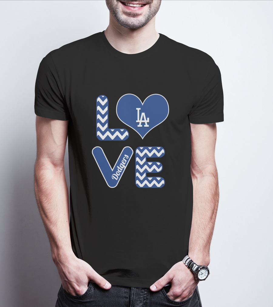 Los Angeles Dodgers Heart Love Pattern Fans Baseball T-Shirt