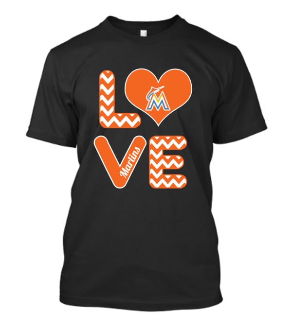 Love Marlins Heart Pattern Miami Baseball Fans T-Shirt