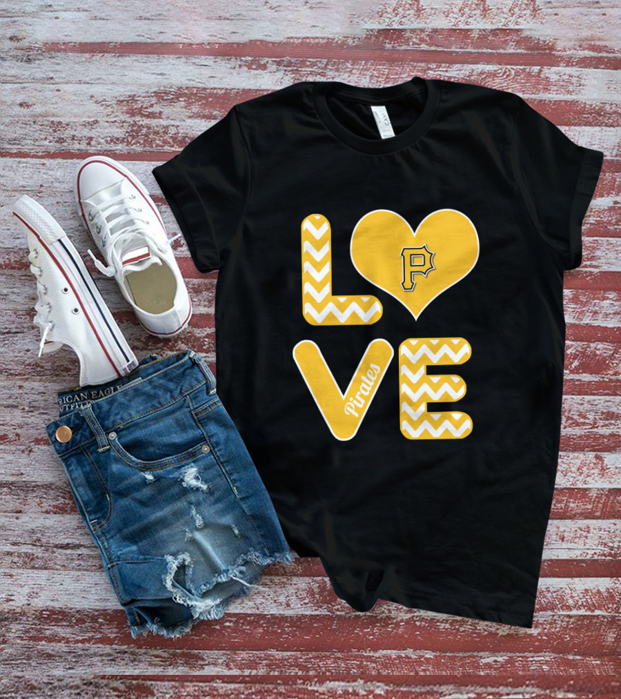 Love Pittsburgh Pirates Heart Design For Fans Baseball T-Shirt
