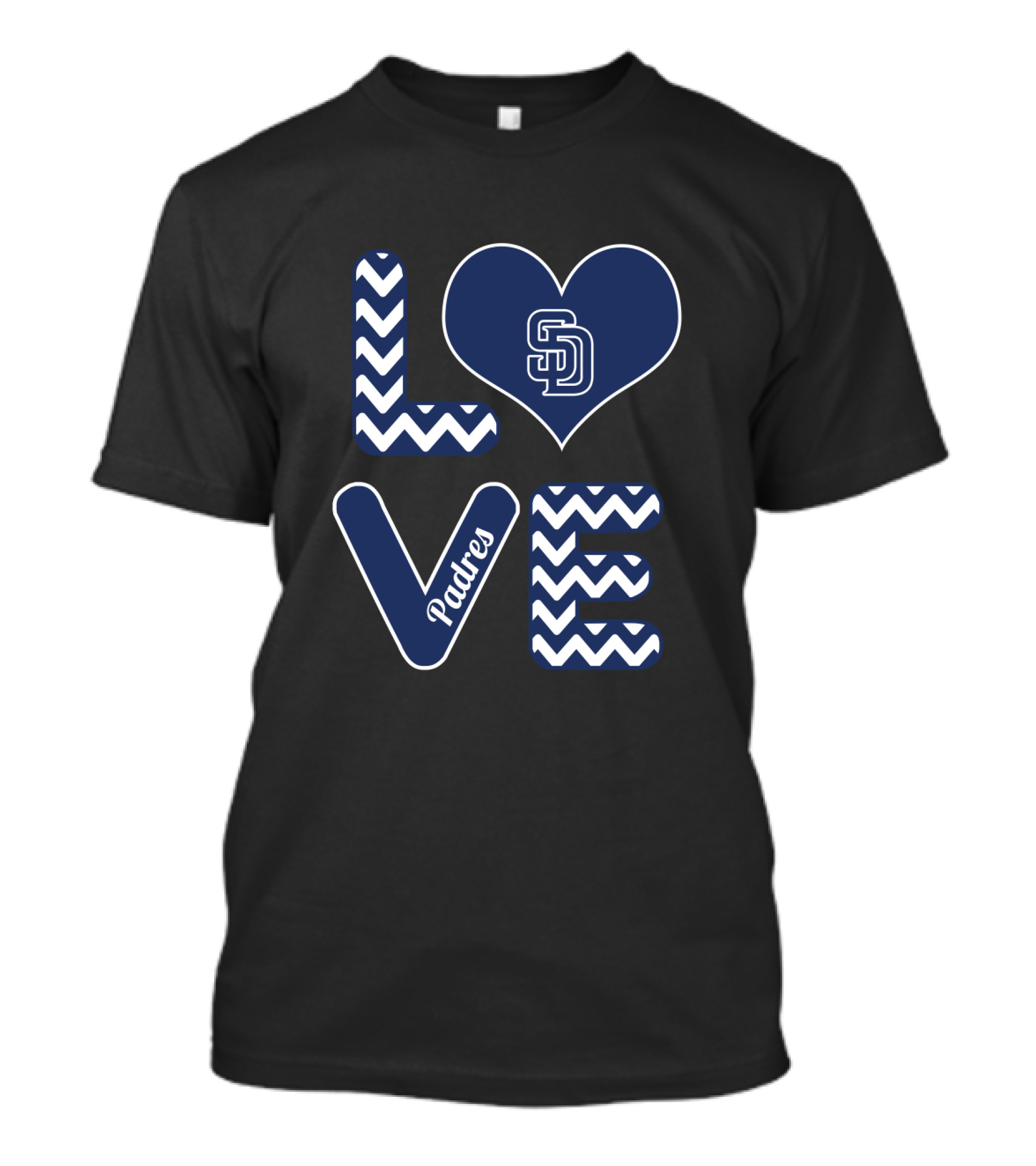 Love San Diego Padres Fans Baseball Chevron Heart T-Shirt