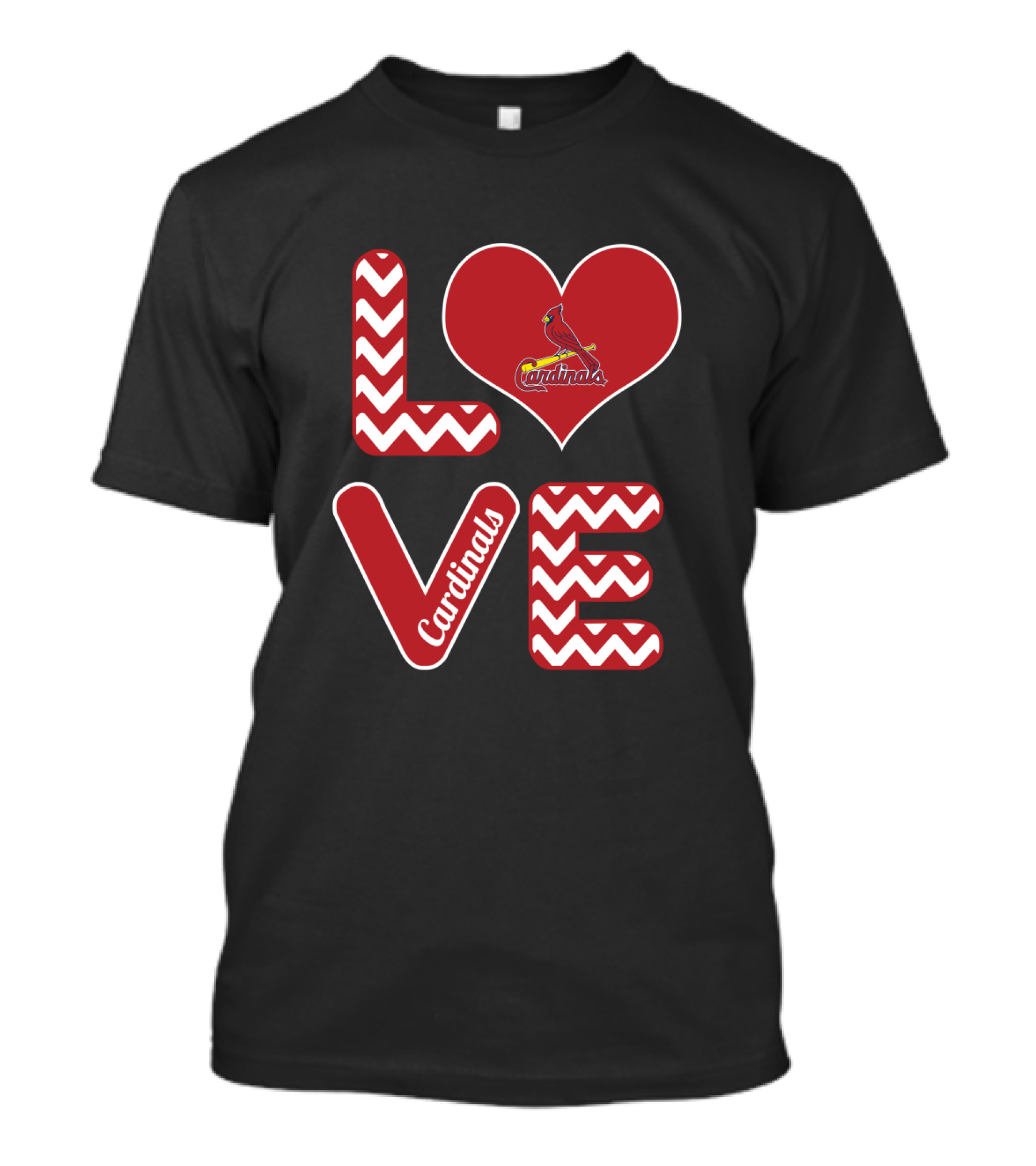 Love Cardinals Baseball Fans St Louis Zigzag Heart T-Shirt