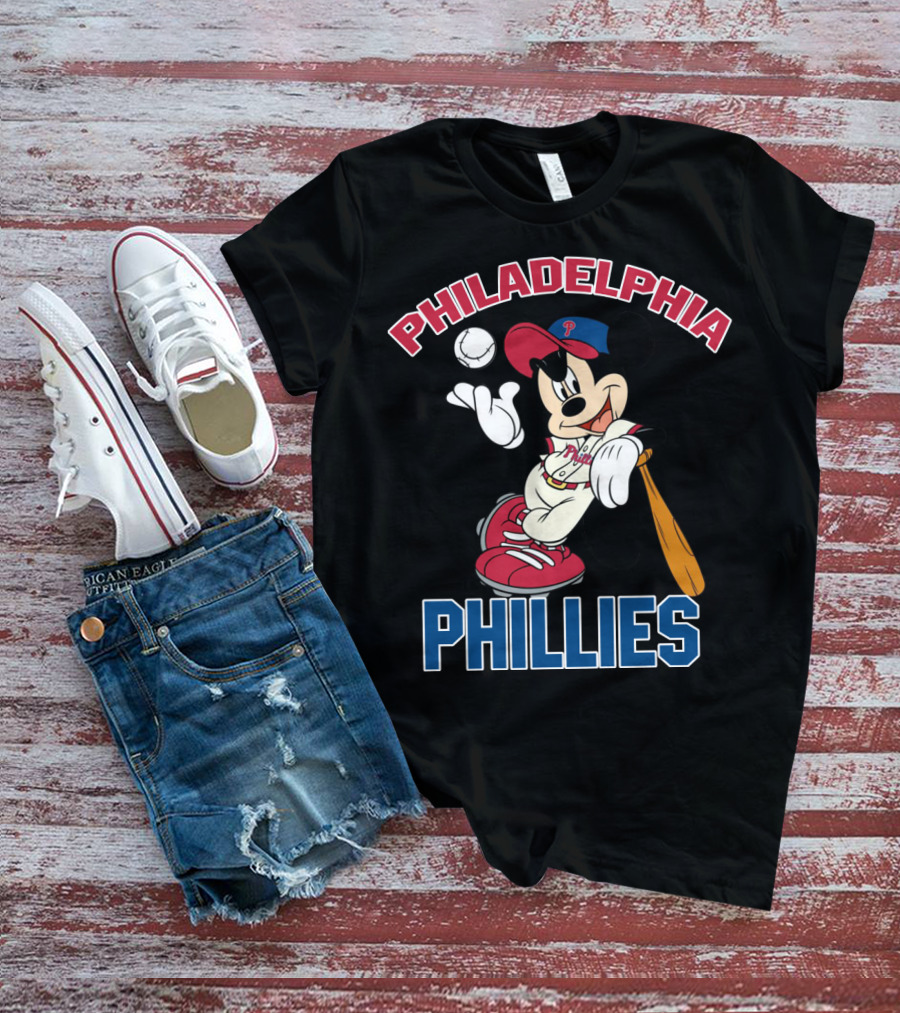 Philadelphia Phillies Mickey Mouse Baseball Player T-Shirt