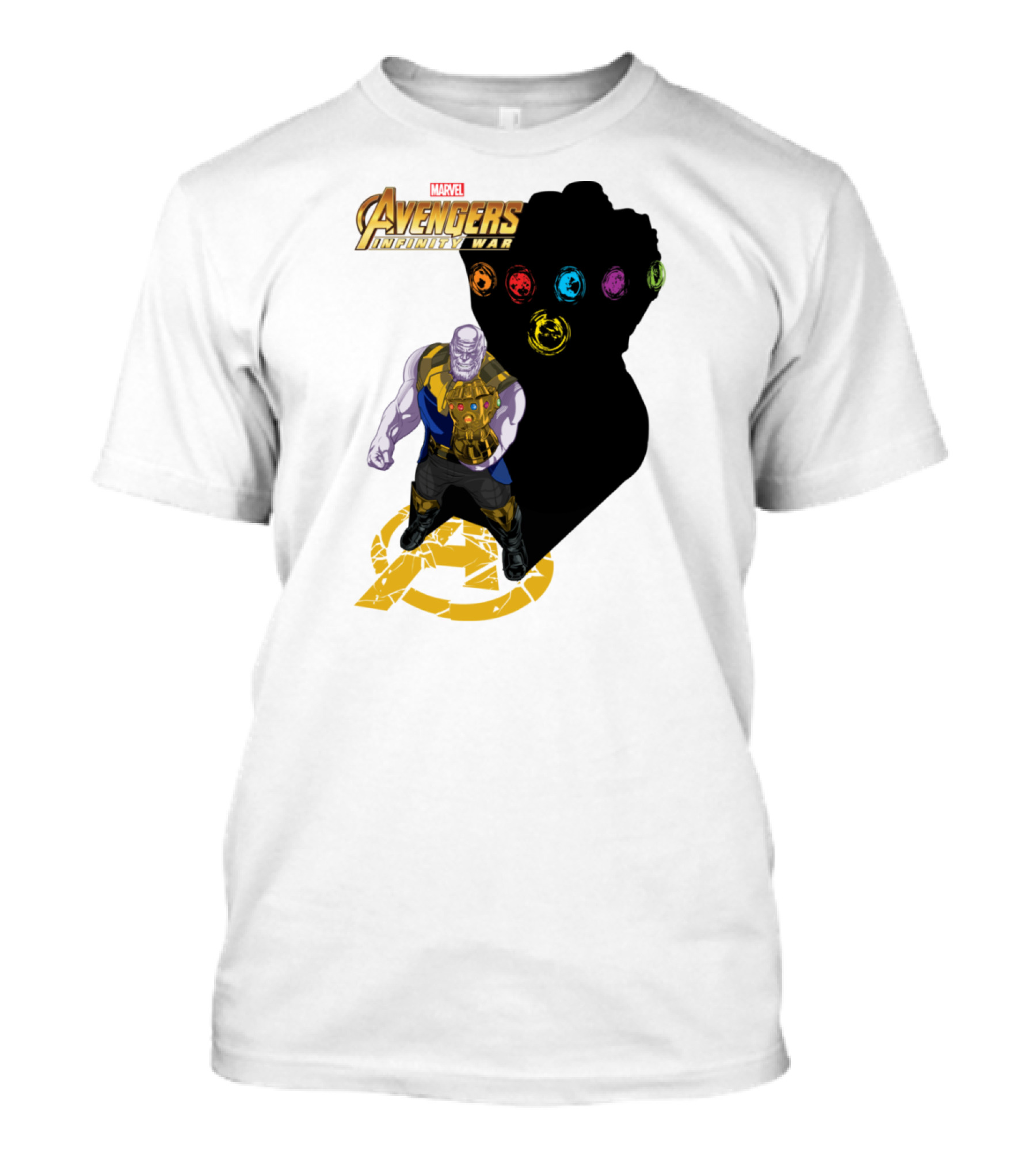 Avengers Infinity War Thanos With Gauntlet And Infinity Stones Shadow Marvel T-Shirt