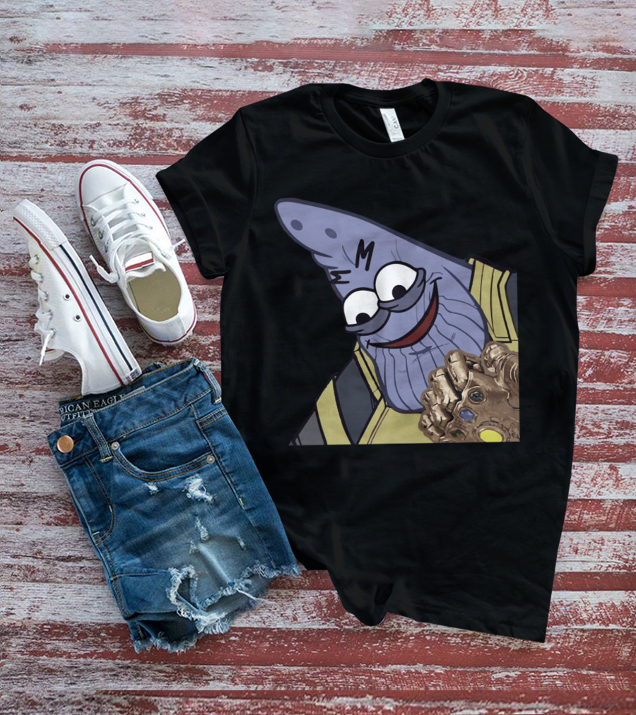 Thanos Mashup With Cartoon Character Holding Infinity Gauntlet T-Shirt