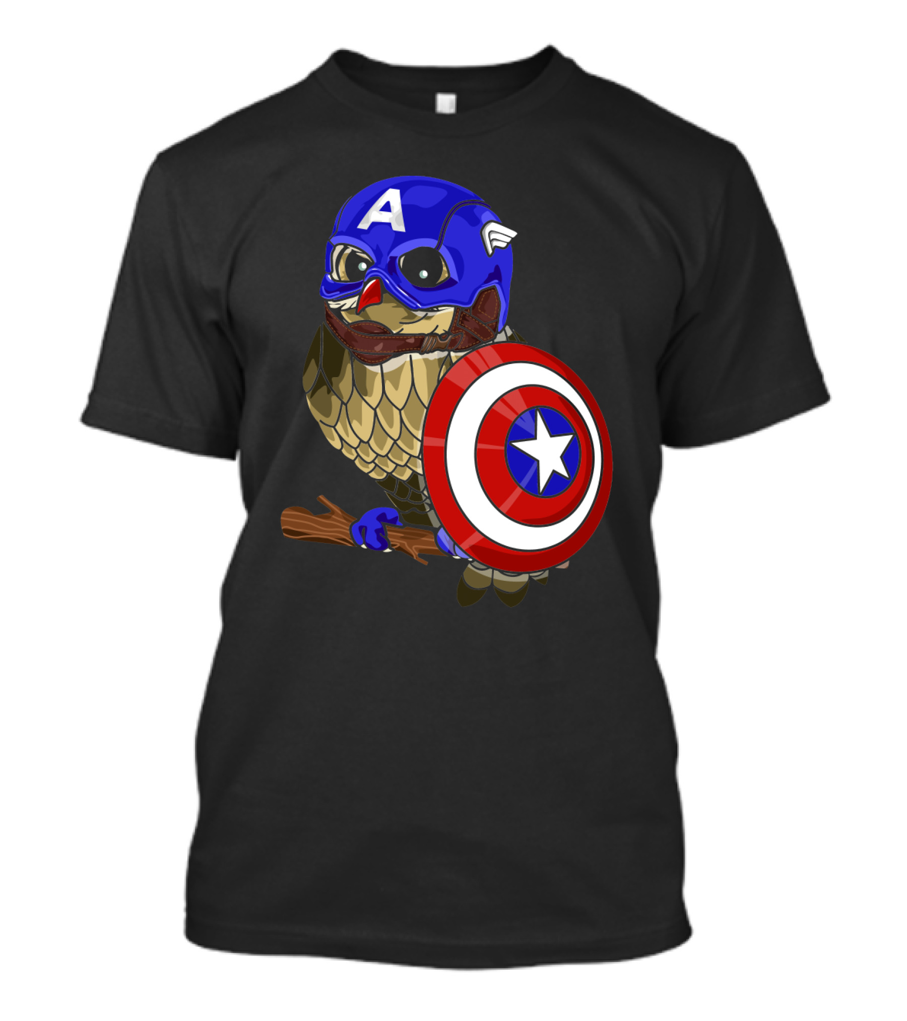 Captain America Owl Holding Shield Owlvengers Crossover T-Shirt