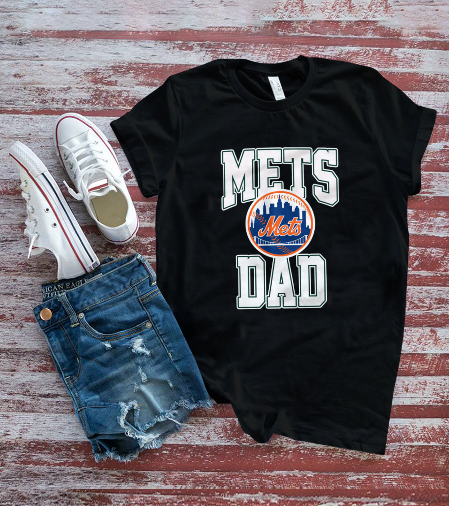 Mets Dad NYC Skyline Baseball Emblem T-Shirt