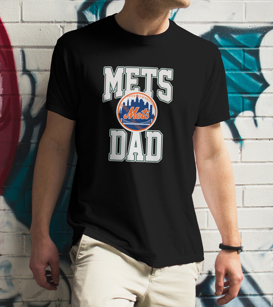 Mets Dad NYC Skyline Baseball Emblem T-Shirt