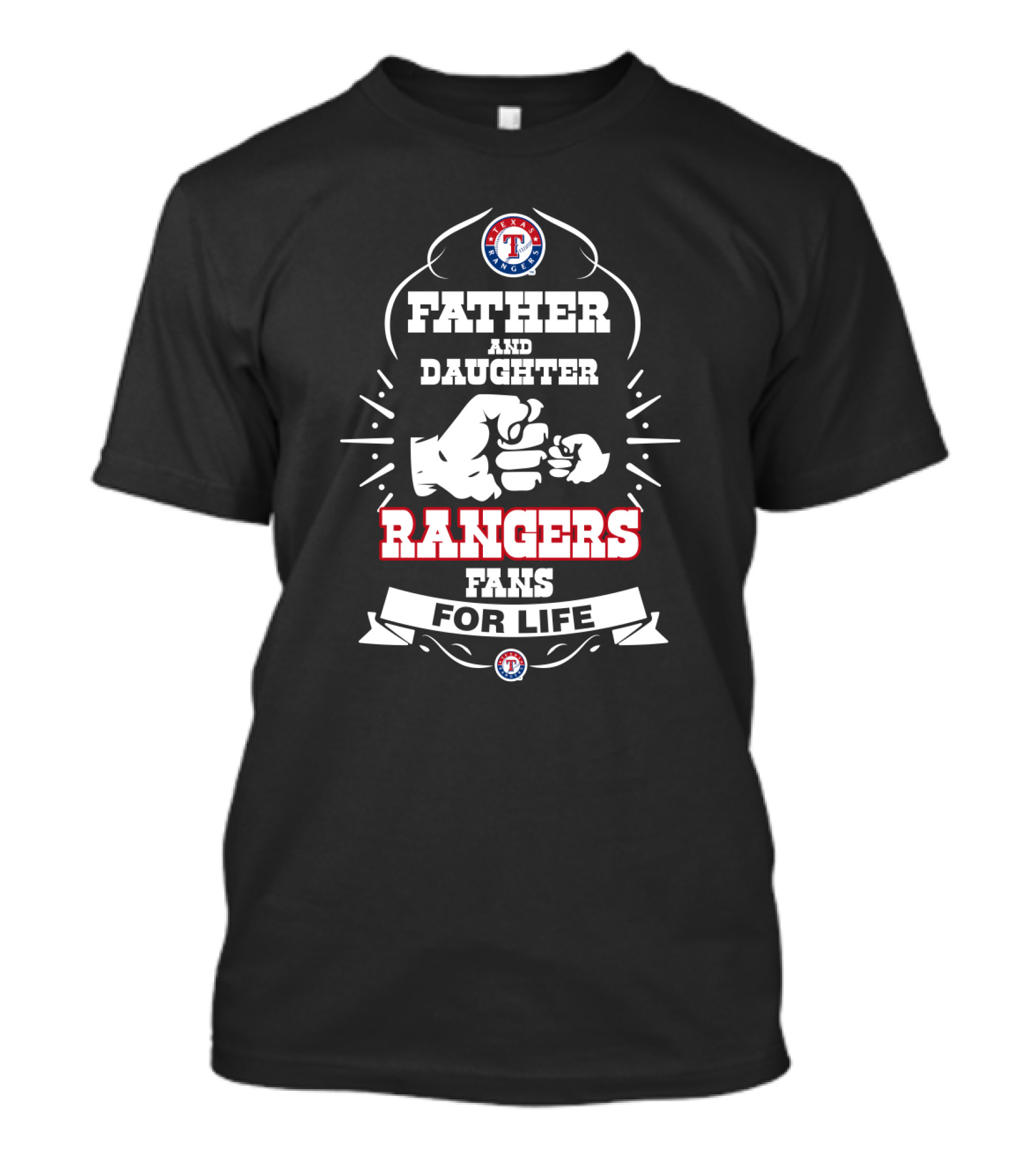 Father And Daughter Rangers Fans For Life Texas Rangers Logo Fist Bump T-Shirt