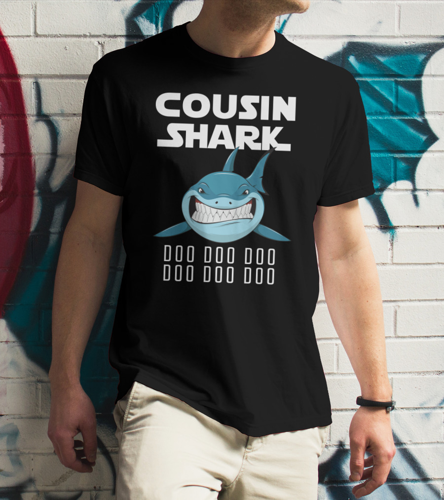 Cousin Shark Doo Doo Doo Cartoon Blue Shark Graphics T-Shirt