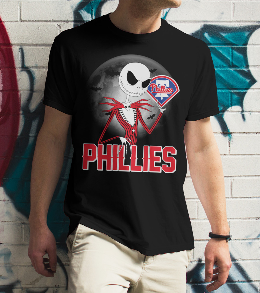 Phillies Halloween Moon Jack Skellington Crossover T-Shirt