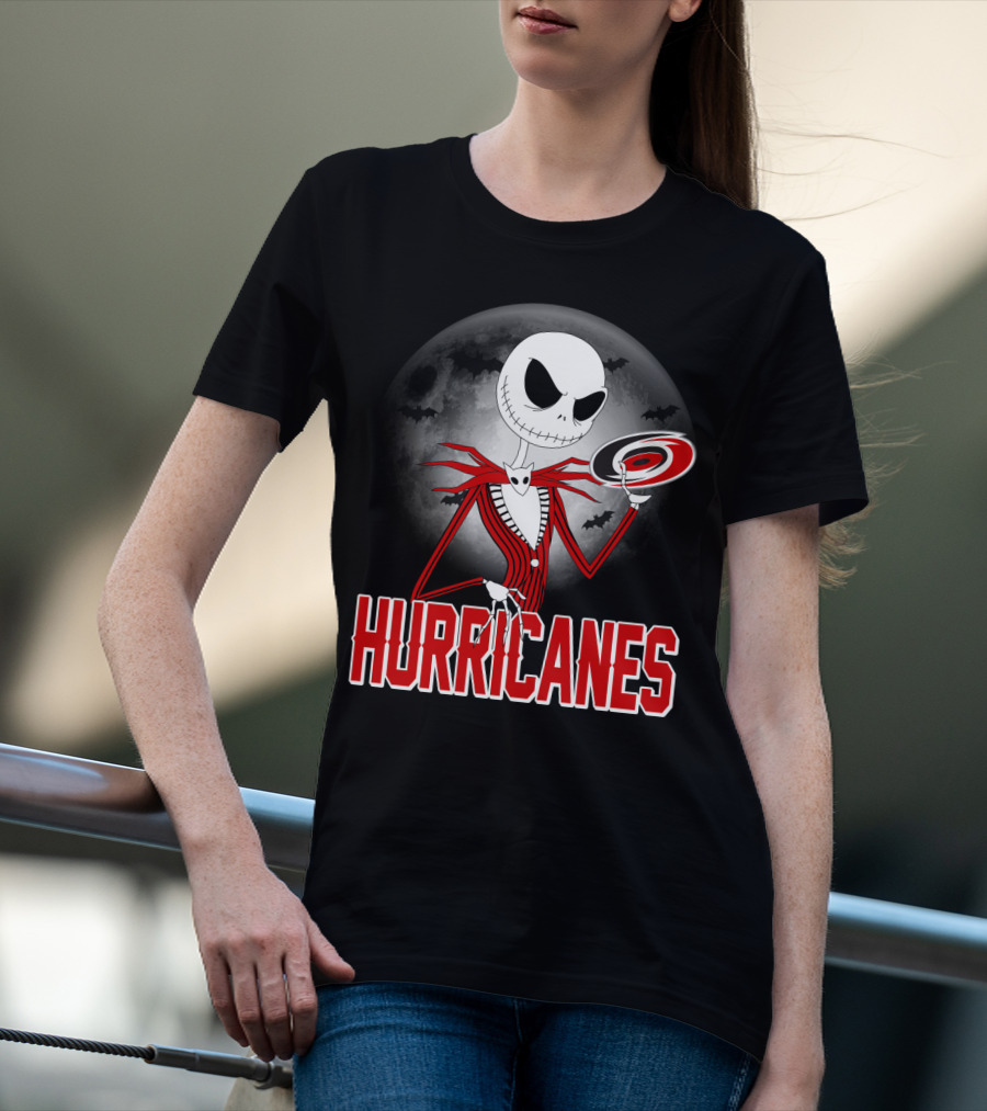 Jack Skellington Carolina Hurricanes Halloween Moon T-Shirt