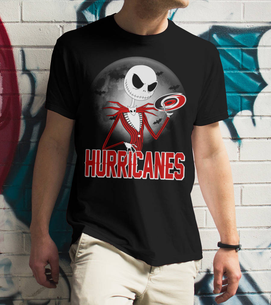 Jack Skellington Carolina Hurricanes Halloween Moon T-Shirt