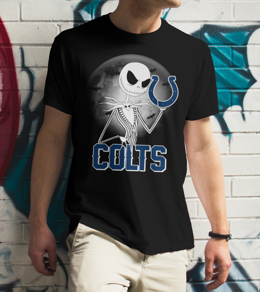 Jack Skellington Moon Halloween Indianapolis Colts T-Shirt