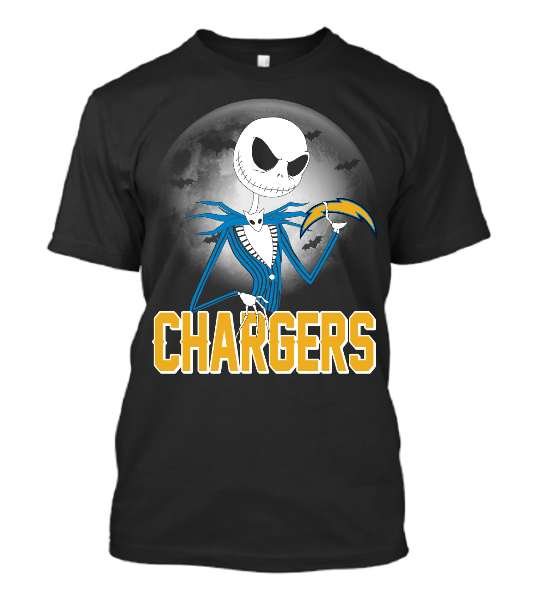 Jack Skellington Halloween Los Angeles Chargers Moonlight T-Shirt