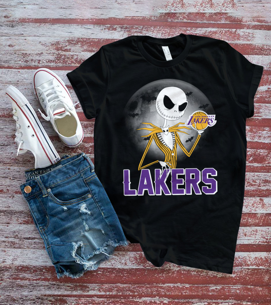 Jack Skellington Lakers Halloween Los Angeles Nba Crossover T-Shirt