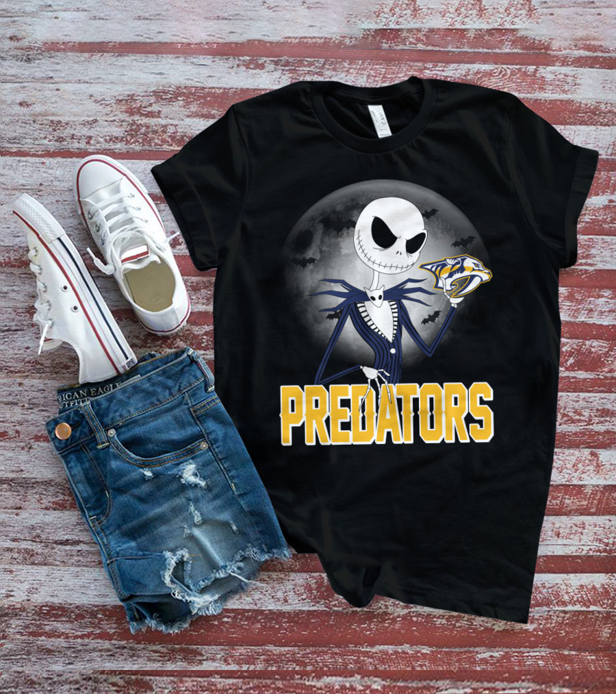 Jack Skellington Halloween Nashville Predators Moonlit T-Shirt