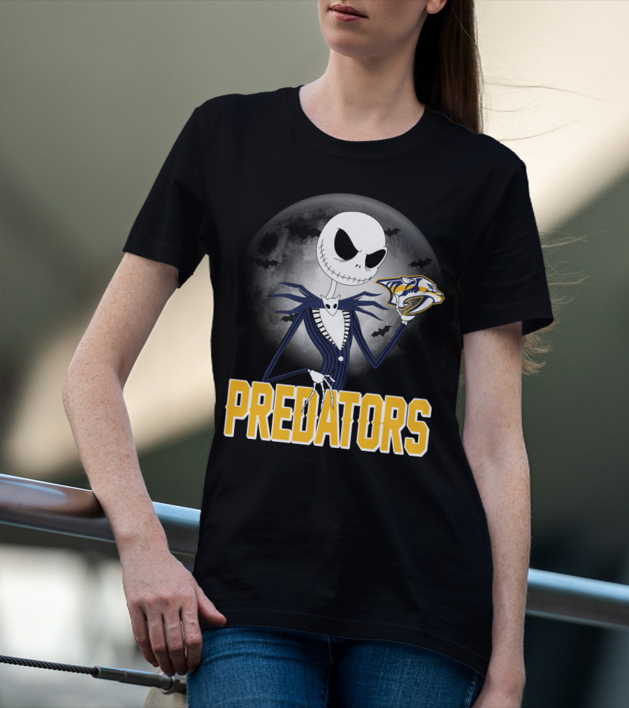 Jack Skellington Halloween Nashville Predators Moonlit T-Shirt