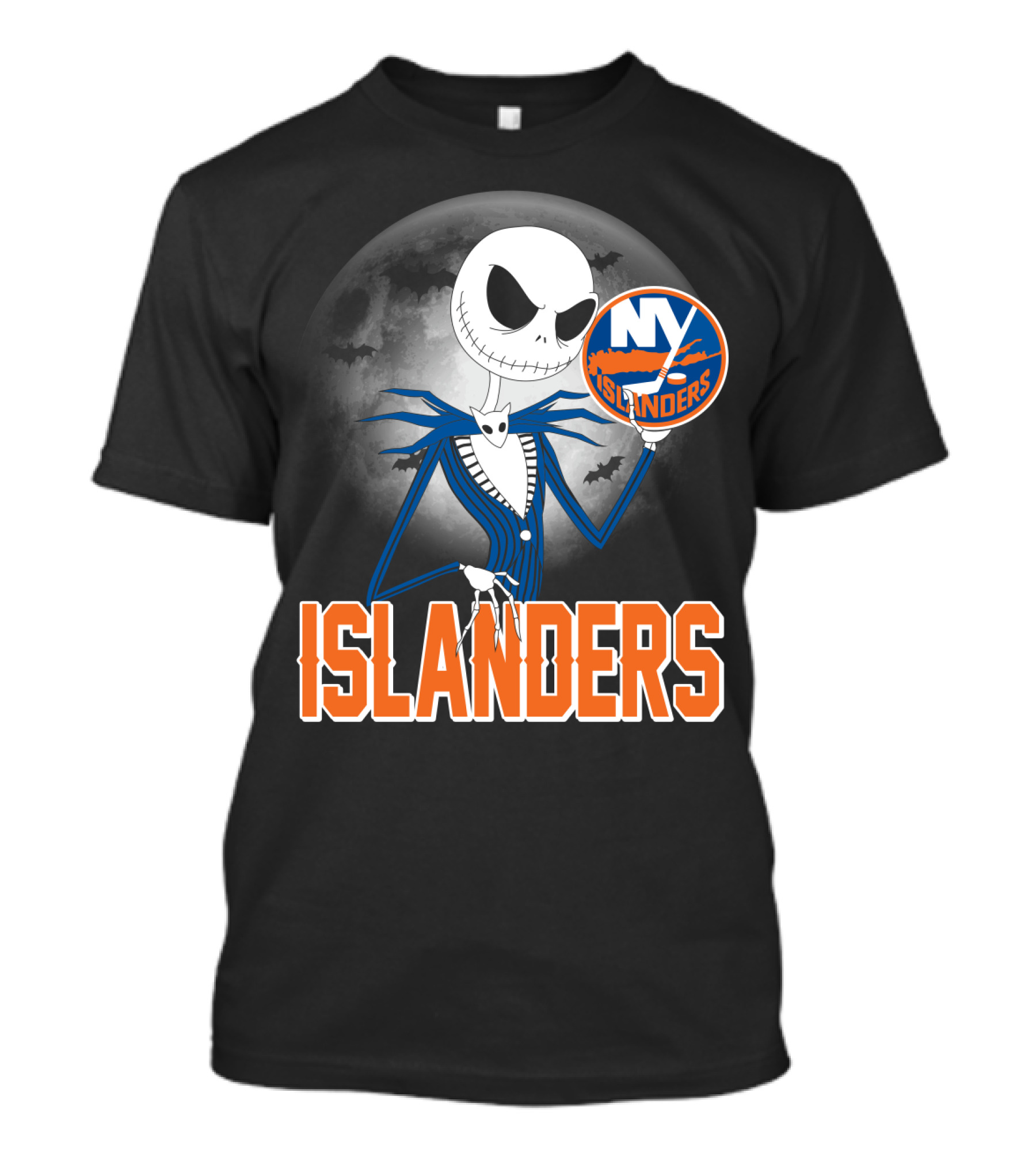Jack Skellington Halloween NY Islanders Moon Background T-Shirt