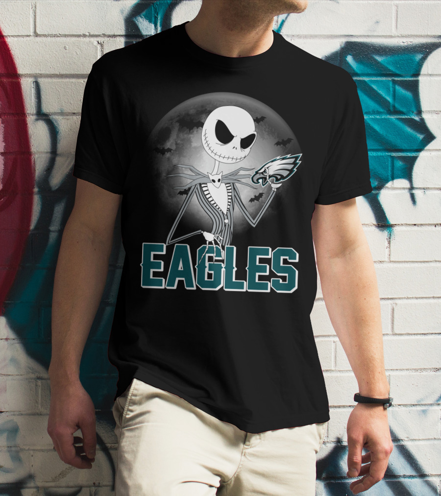 Jack Skellington Eagles Halloween Philadelphia Football Fan Gear T-Shirt