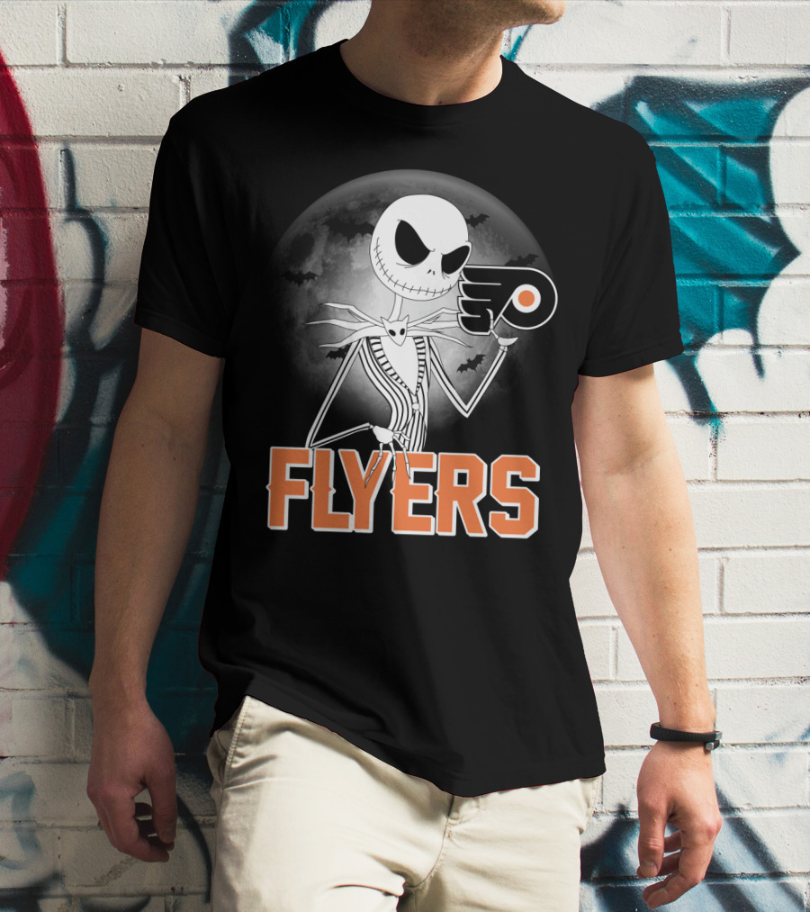 Philadelphia Flyers Halloween Jack Skellington Moon T-Shirt